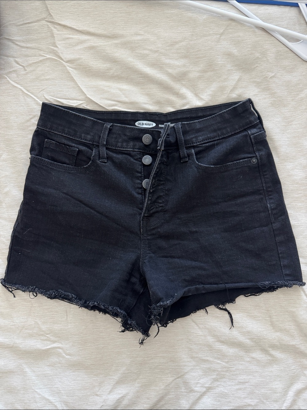 Old Navy Black Frayed Hem High-Rise Denim Shorts